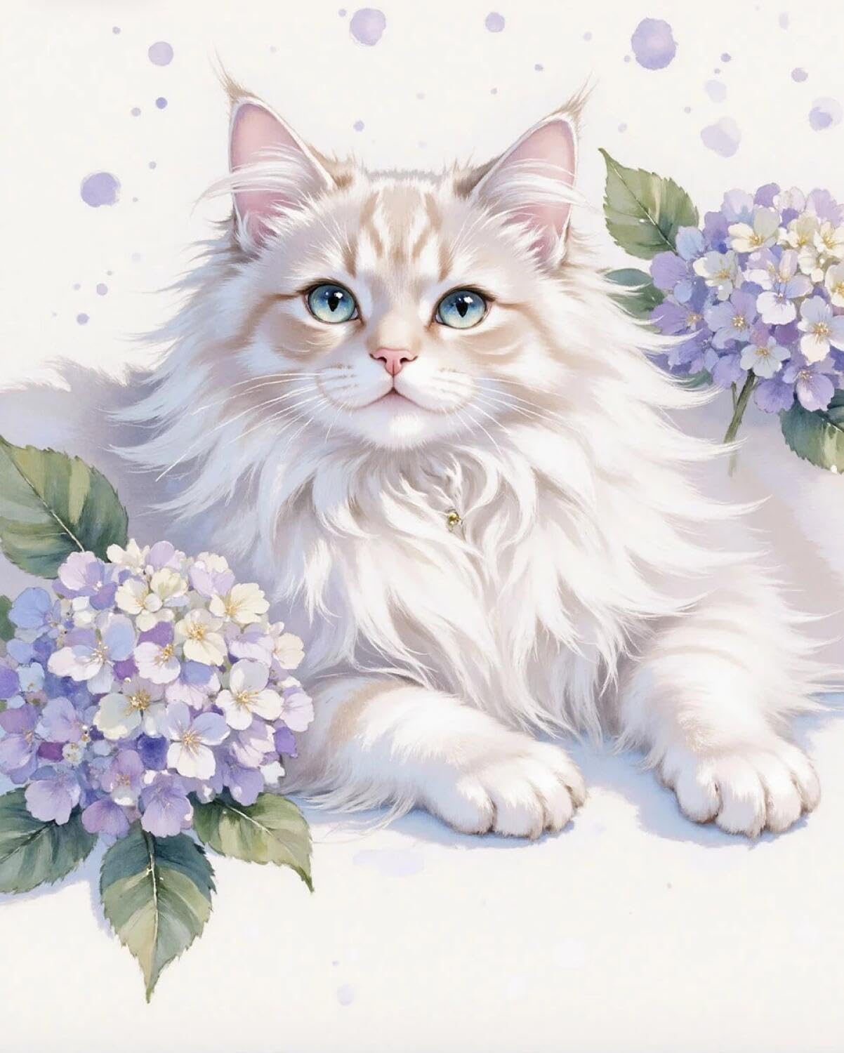Rqwybcaxn Stamped Beaded Cross Stitch Kits Cats and Hydrangeas 40x50cm