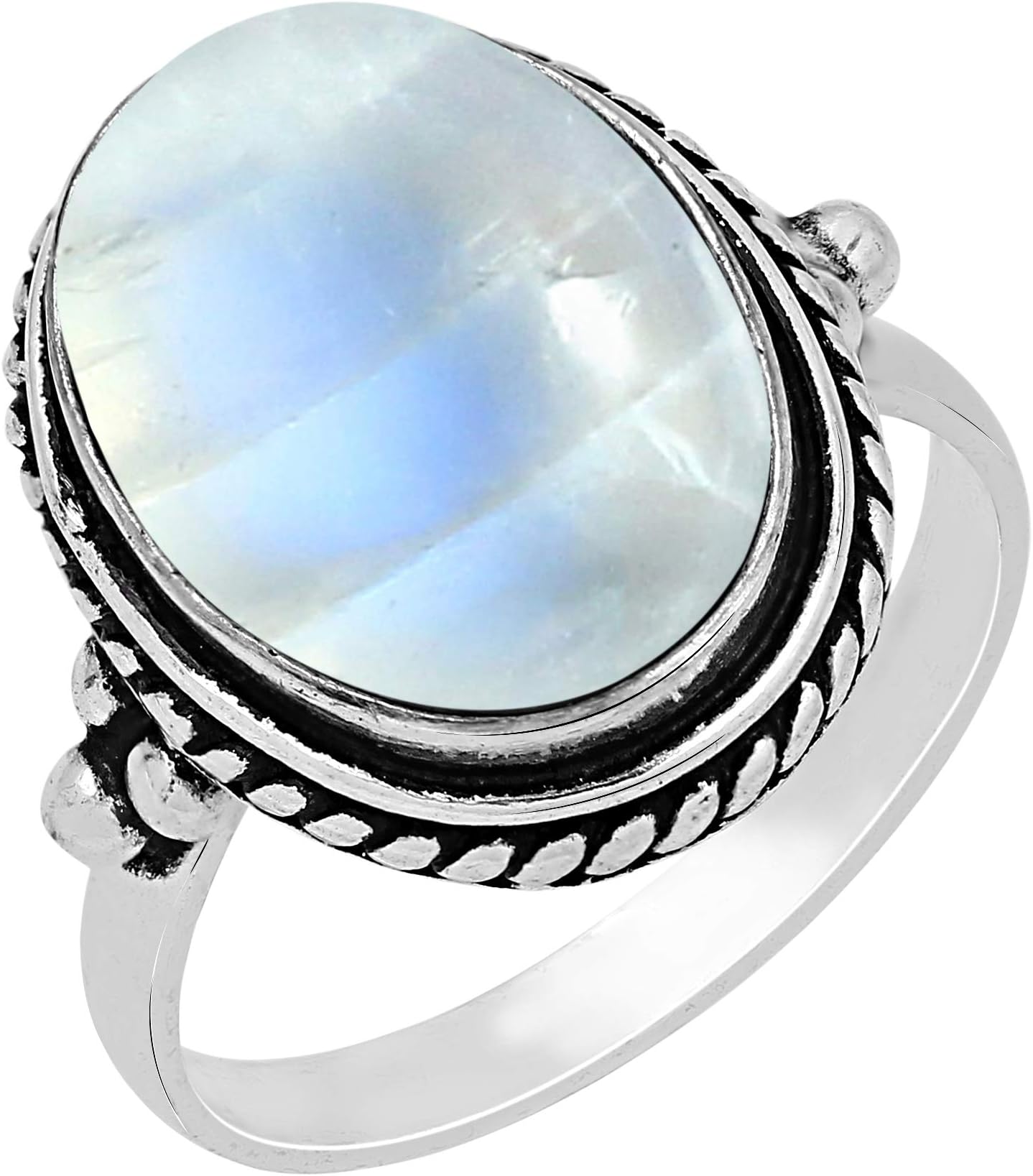 Natural Amethyst Moonstone Rose Quartz Ring 12x16mm Oval Shape Gemstone 925 Silver Overlay Handmade Solitaire Rings