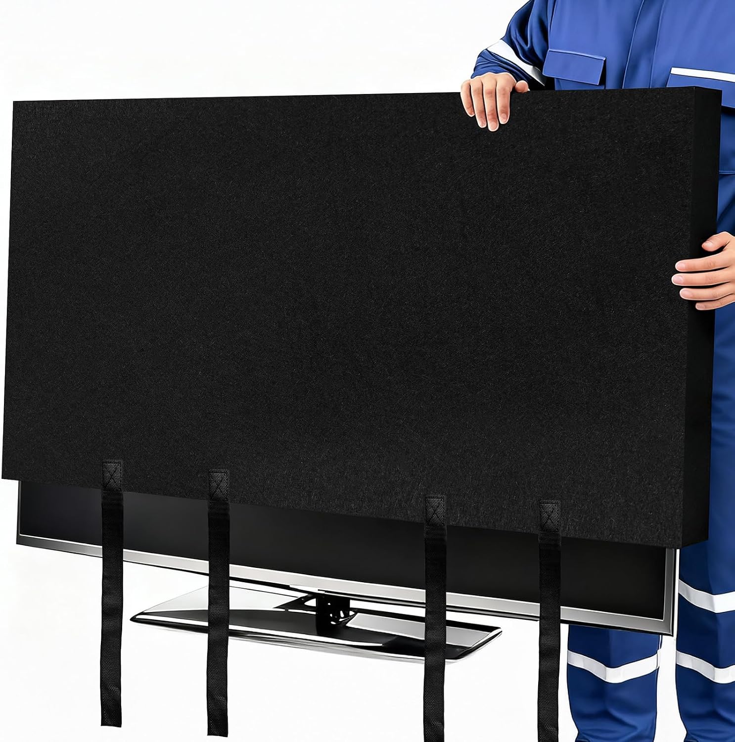 TV Cover for Moving 60-65in Flat Screen TV Moving Box Dust Anti-Scratch TV Moving Covers with Bottom Strap for Pet Scratch or Furniture Protection
