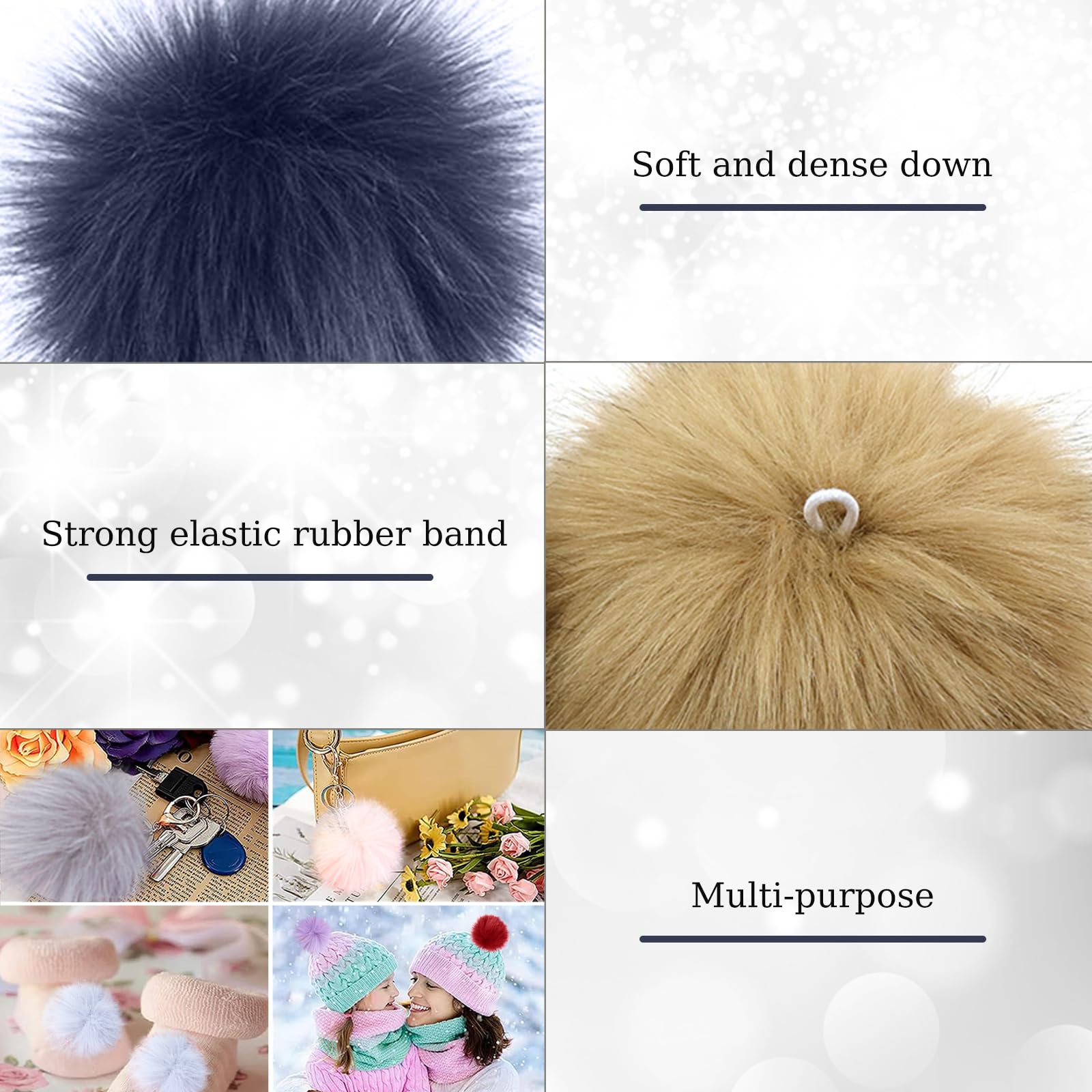 Portachiavi Con Pompon In Vera Pelliccia | Ciondolo Morbido Per Borsa, Chiavi E Specchietto Auto | Pallina Peluche Colorata