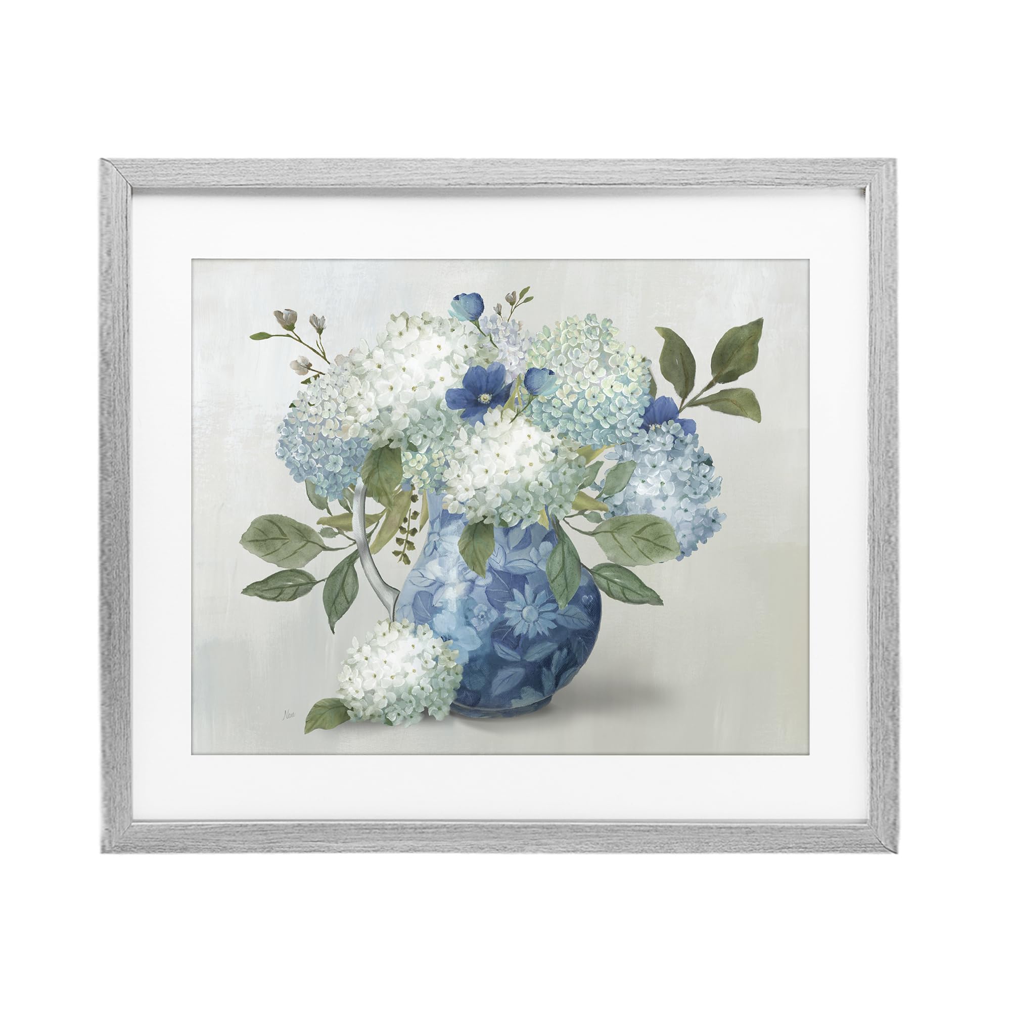 Stupell Industries Farmhouse Gray (Textured) Ornate Hydrangea Vase Botanical, 17 X 21 Inch Framed Print Under Glass