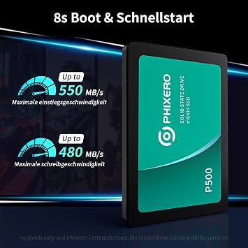 PHIXERO P500 SSD 256GB 2.5 Inch SATA III Internal Solid State Drive for PC Laptop Up to 550 MB/s 3D NAND Flash Fast System Start