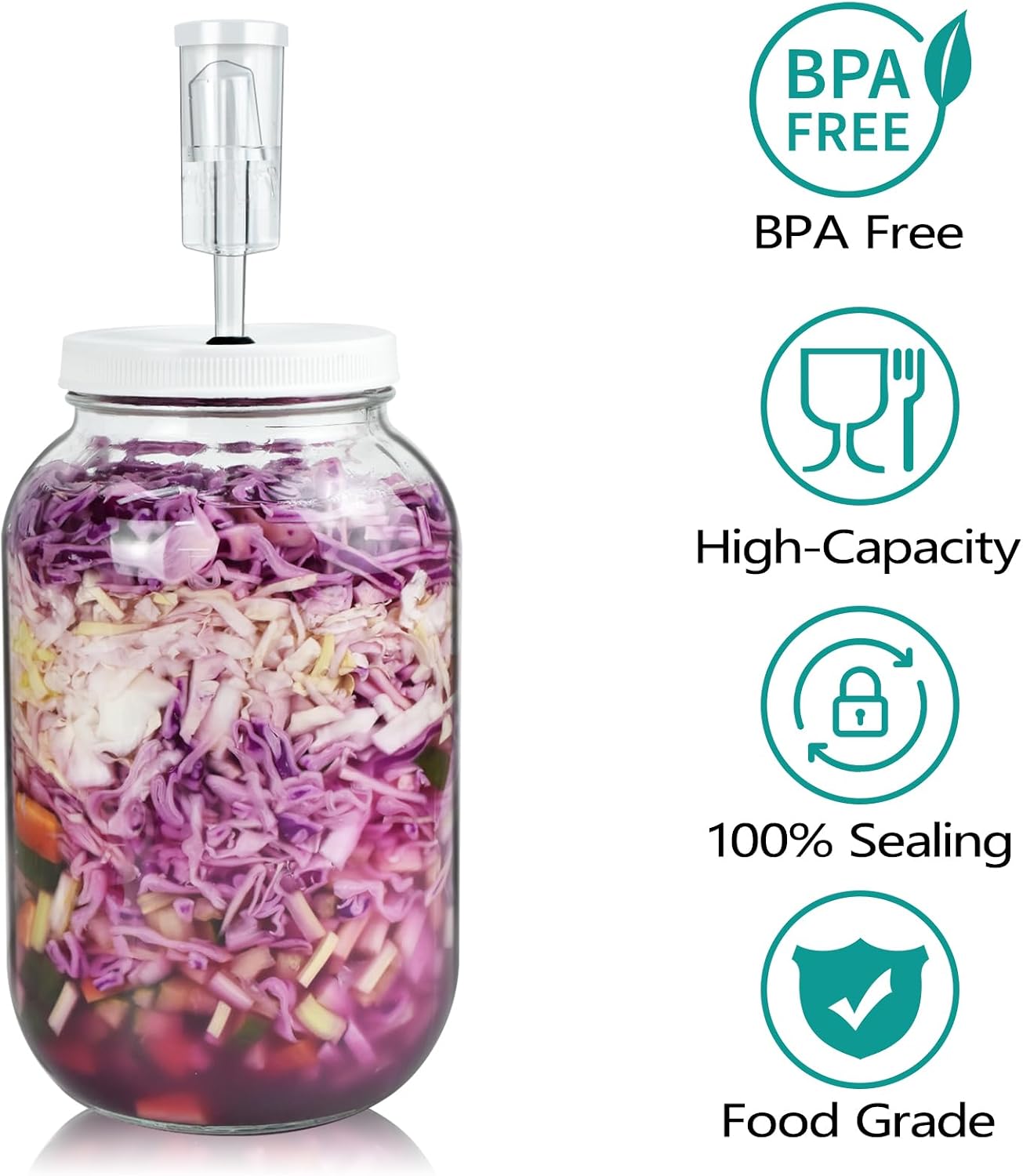 Artcome 2 Pack 1 Gallon Fermentation Jars with Airlocks & Lids - Transform Gallon Jar Into a Fermenter - Perfect for Pickles, Hard Kombucha, Beer, Wine, Cider - Gallon Lid with Econolock Airlock
