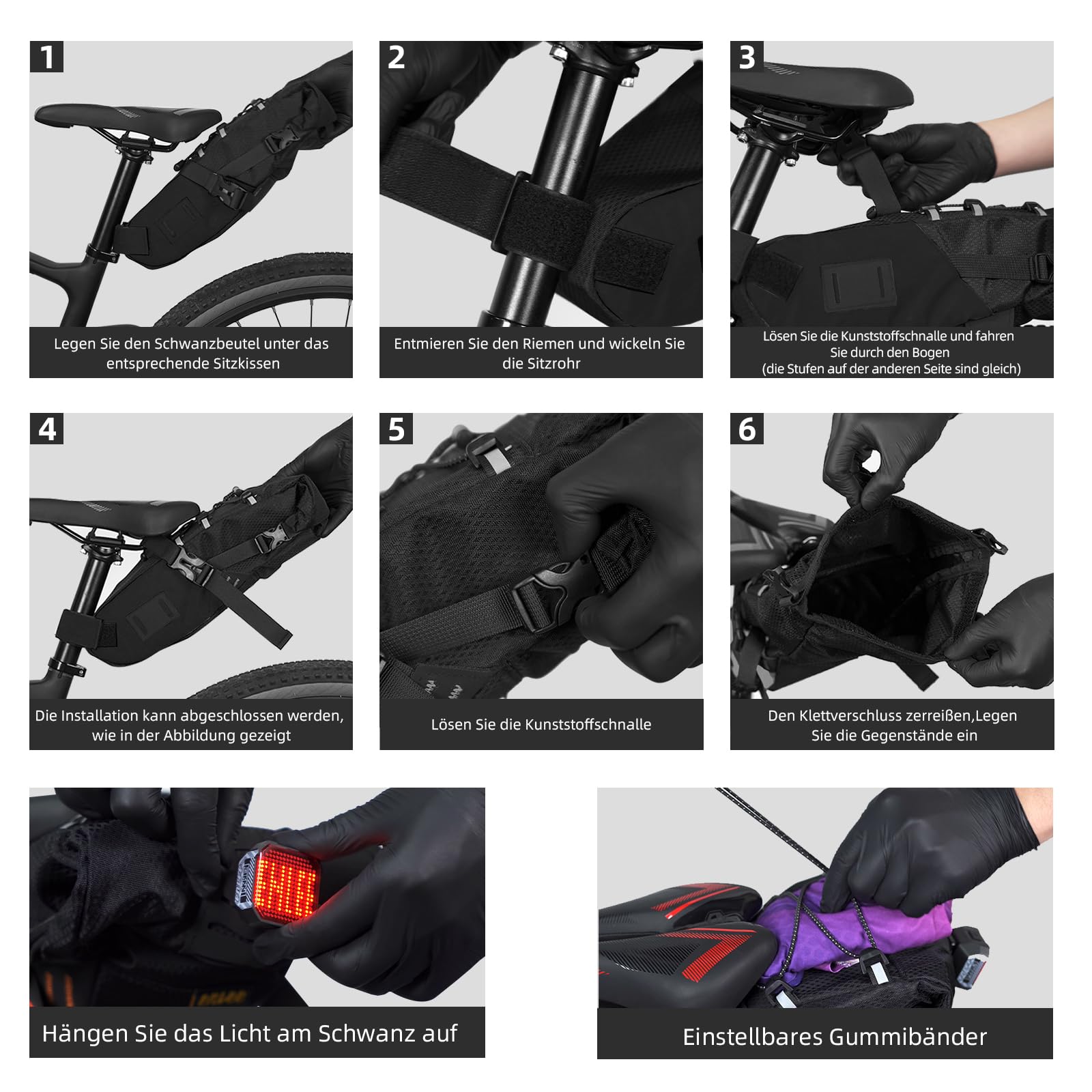 Alforja para sillín de bicicleta, 5,8 L, resistente al agua, bolsa para asiento de bicicleta, para bicicleta de carretera, bicicleta de montaña, bicicleta eléctrica