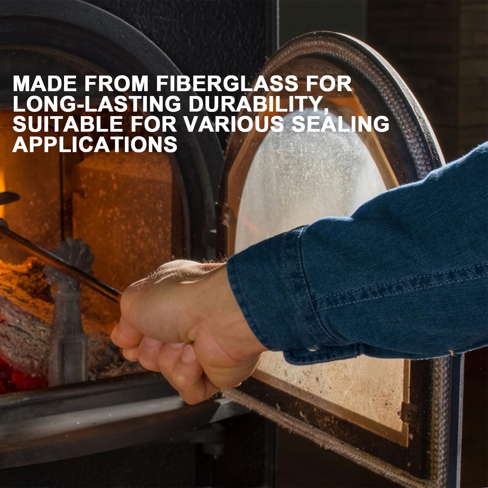 1 Pezzi Guarnizione per Porta Stufa+4 Nastri,Guarnizione Stufa a Legna,Fibra di Vetro Corda Ignifuga per Stufa,per Camino,Stufe,Resistente Fino a 450-550℃(10mm*2m,Grigio)