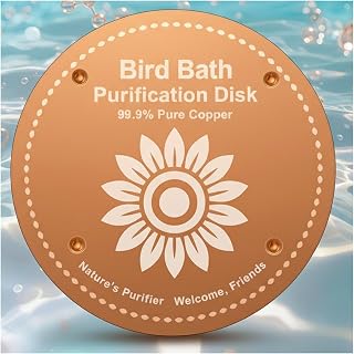 Bird Bath Purification Disc Pure Copper Outside Birdbath Solar Power Water Backyard Winter Solar Power Hummingbird Cleaner Pedestal Fountain Bowl Metal Warmer Deck Railing Concrete Ceramic Accessories