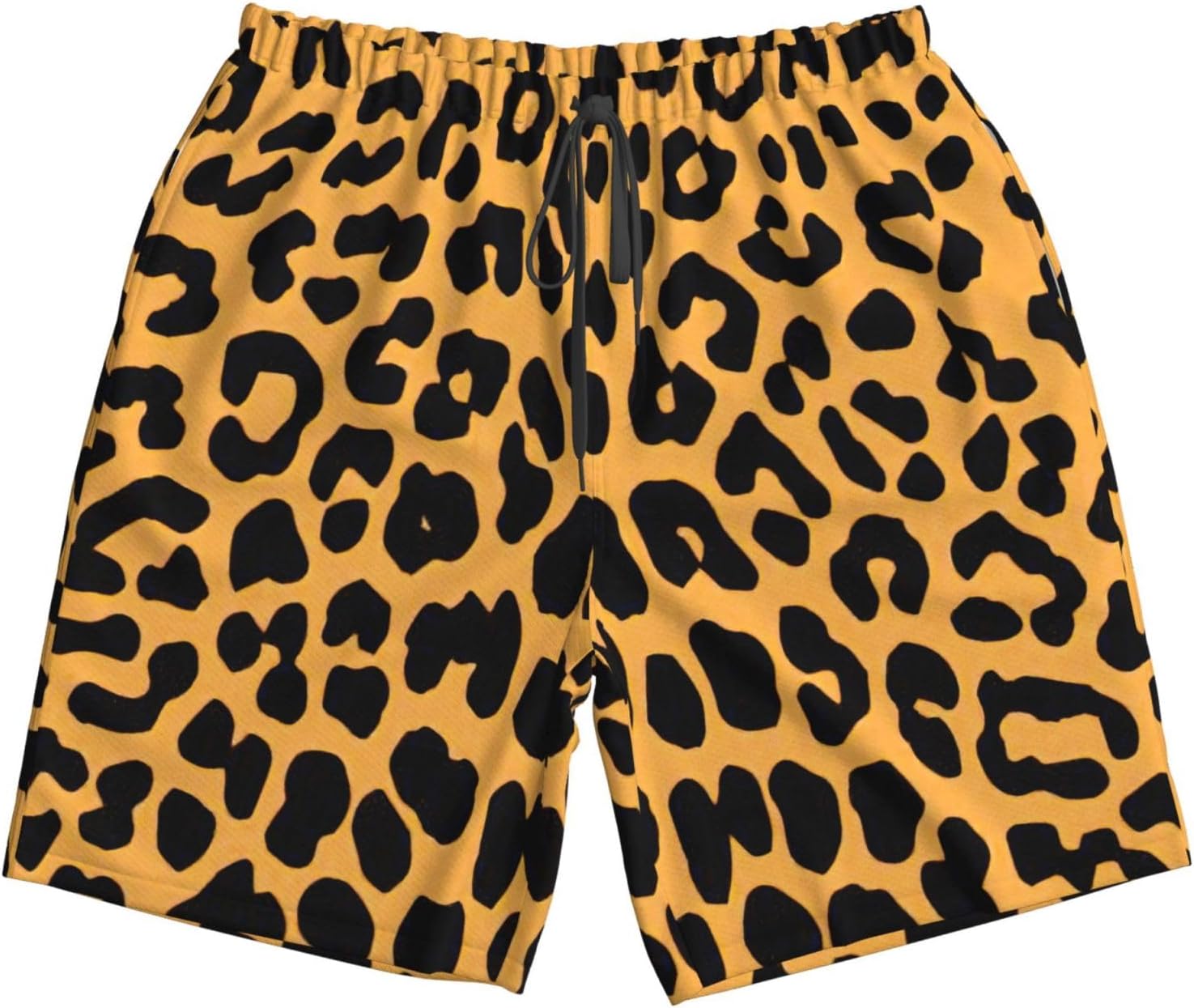 Leopard Print Print Men's Hawaiian Beach Shorts Elastic Novelty Summer Casual Shorts with Pocket