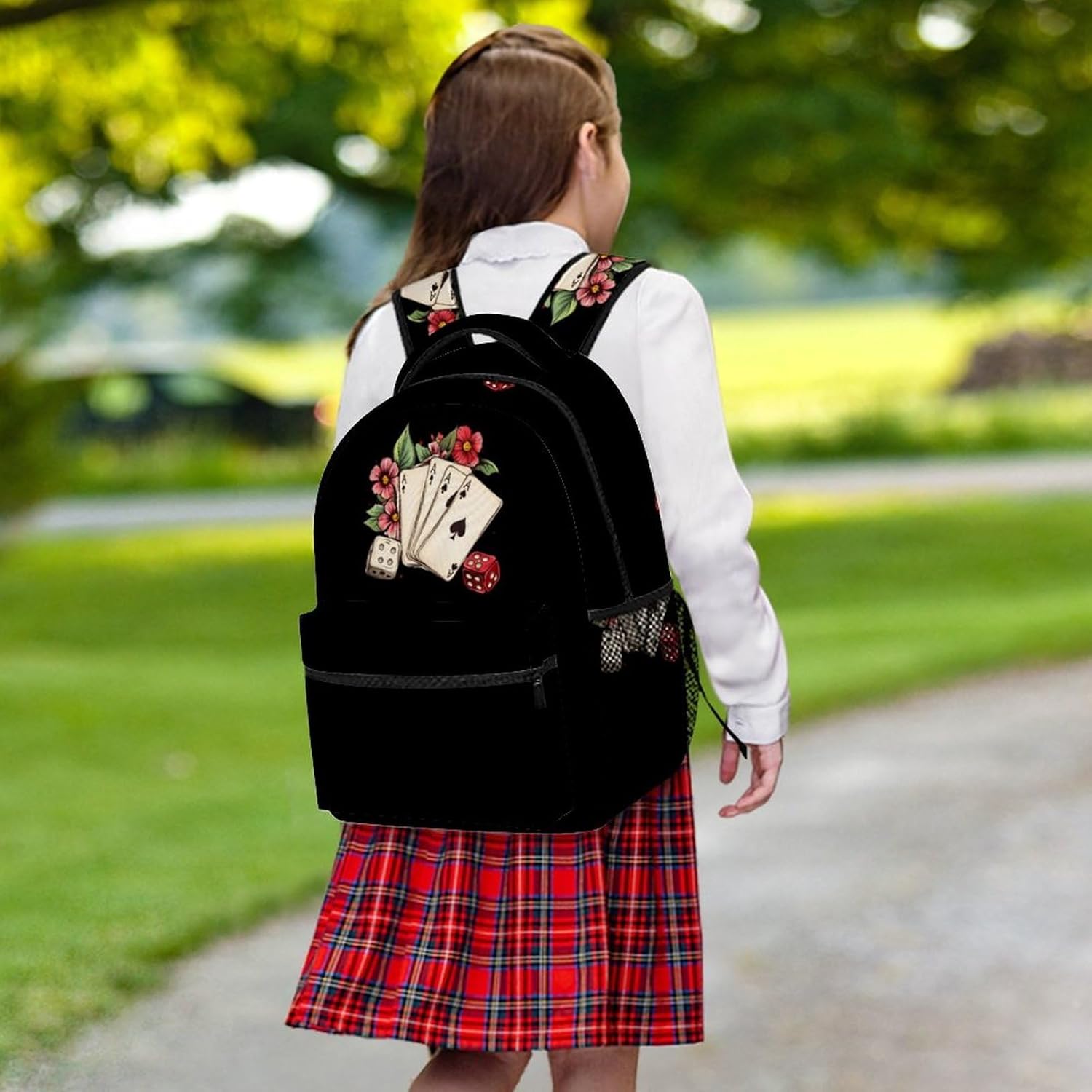 Funny Aces Flower Laptop Backpack Lightweight Travel Daypack Shoulder Bag for Men Women