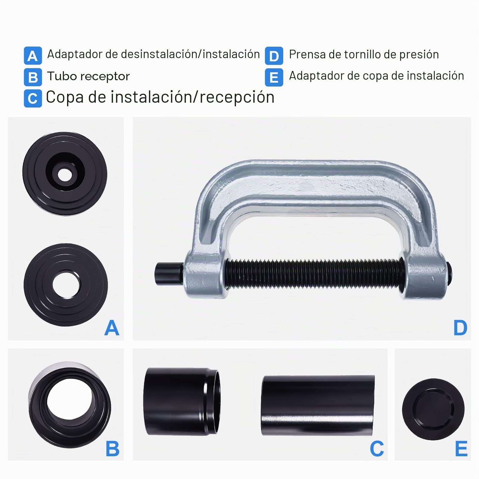 BOOMSTART Kit de herramientas de extracción de juntas en U y prensa de rótula 4 en 1 con adaptadores 4x4 para kit de herramientas de instalación de prensa de juntas 2WD y 4WD