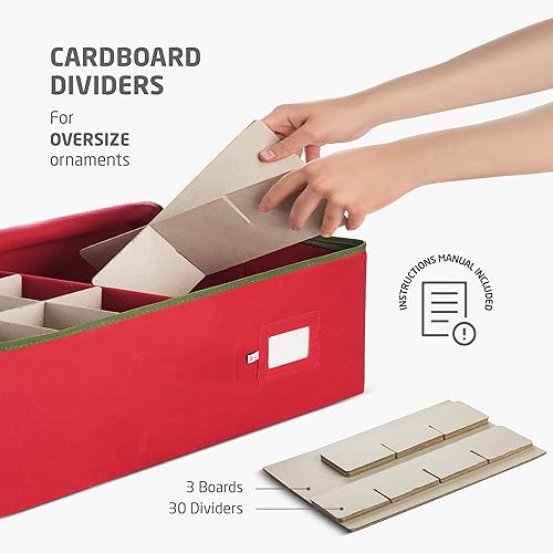 Vista 26 de ZOBER - Caja grande para guardar adornos navideños, con capacidad para 54 adornos y separadores, recipientes de tela no tejida y duraderos