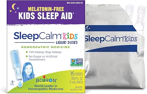 Boiron SleepCalm Kids Liquid Doses - Ayuda para dormir para un sueño nocturno profundo, relajante y reparador, sin melatonina y sin formación de
