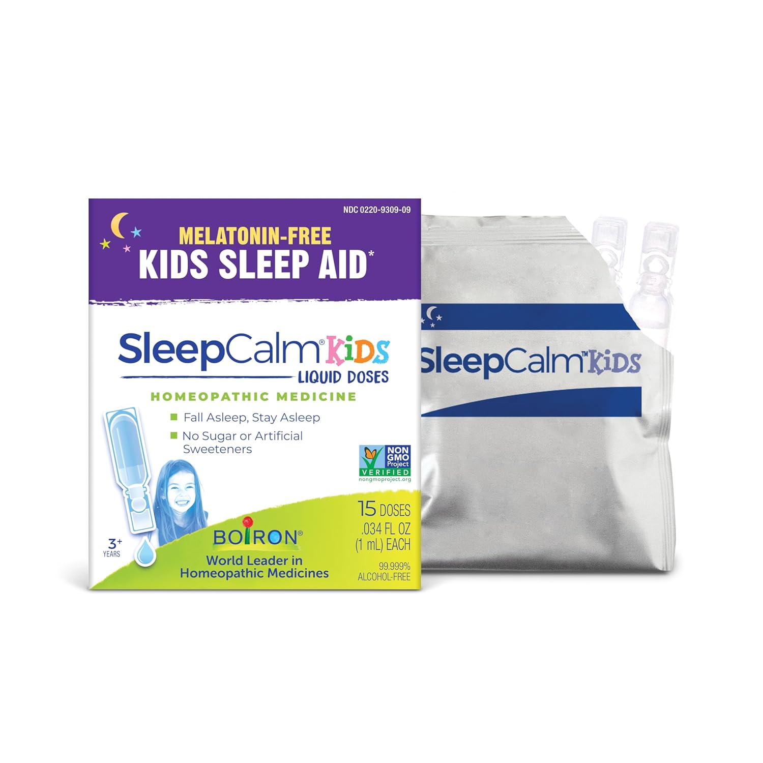 Boiron SleepCalm Kids Liquid Doses Sleep Aid for Deep, Relaxing, Restful Nighttime Sleep - Melatonin-Free and Non Habit-Forming - 15 Count