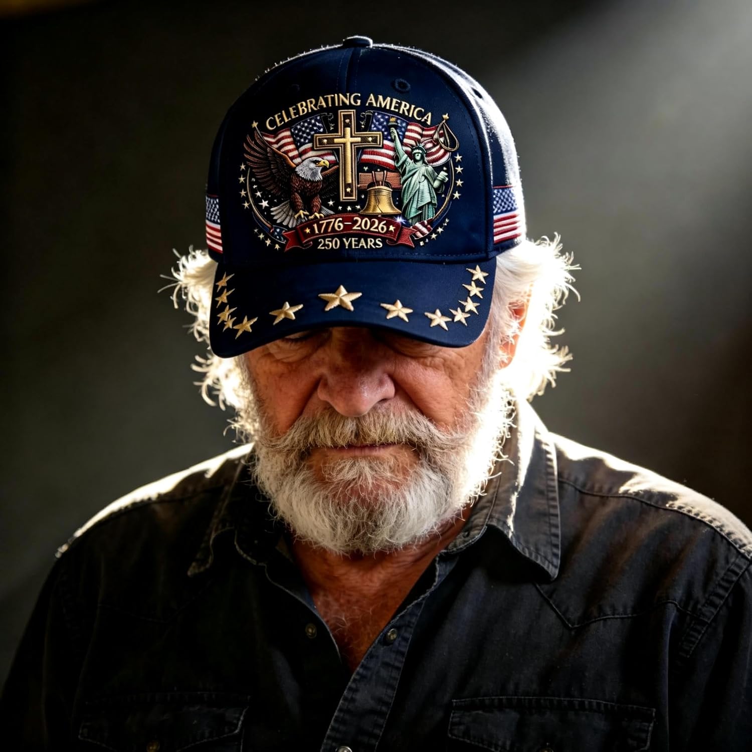 250 Anniversary USA Hat 250th Anniversary Eagle & Liberty & Cross Printed Pattern Baseball Cap for Men Women