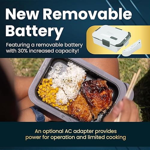 Miniatura 5 de Hot Bento PLUS - Lonchera autocalentable  Calentador de alimentos de calentamiento rápido, funciona con batería y CA, fácil de limpiar, portátil en