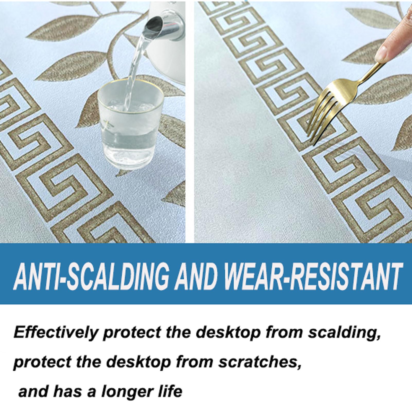 Mantel de poliéster impermeable con ribete de encaje, tela decorativa suave y sin arrugas para cocina y comedor