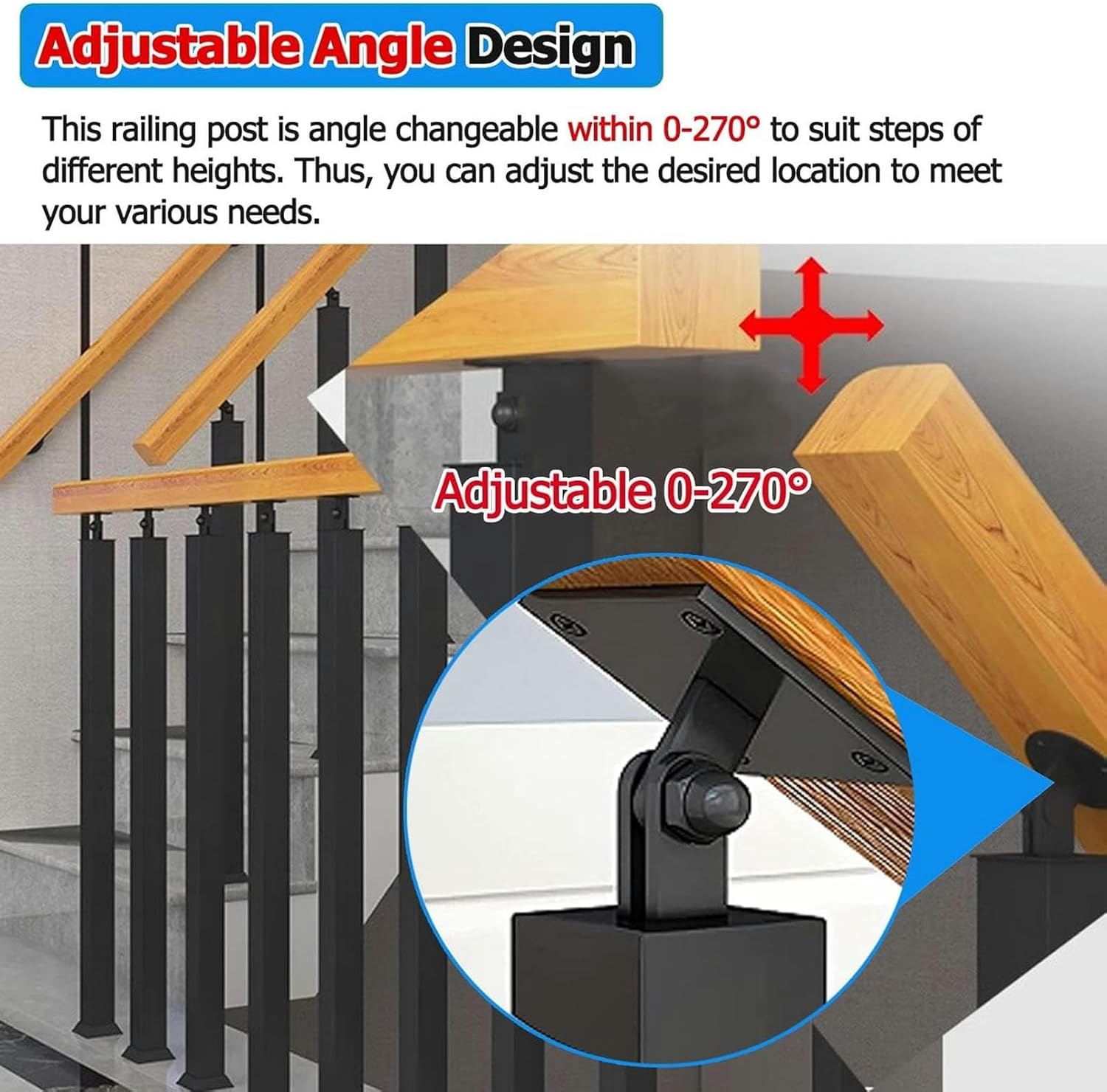 Home/Deck Stair Baluster Posts Floor Installation, 60 75 85 95 100 Cm Tall Railing Spindles/Balusters Spindles, Horizontal Vertical Stair Parts for Family Villas-