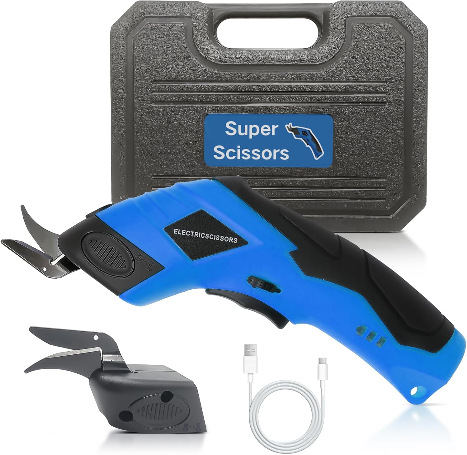 Super Scissors, Cardboard Cutter，Electric Box Cutter,Ultimate Cutting Tool for Home& Craft,Cordless Electric Scissors 2 Blades Included，Cutting Fabric, Cardboard & Plastic（Orange Color）