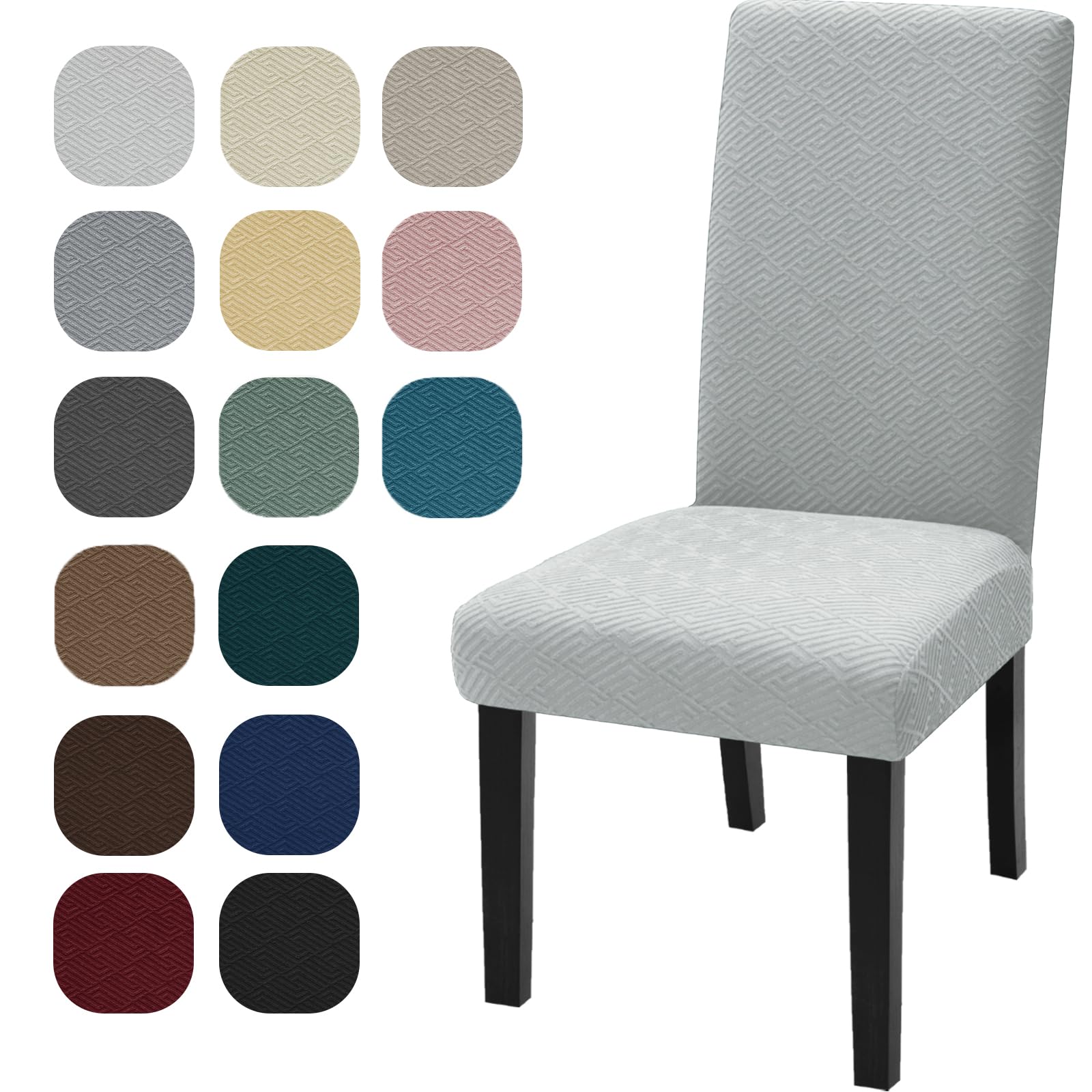 YSTELLAA Fundas para Sillas De Comedor Pack 6, Fundas Sillas Ajustables, Cubierta De La Silla, Chair Cover, Cubre Sillas, Suaves Y Cómodas, Decoración para Banquetes/Salones, Gris Plata