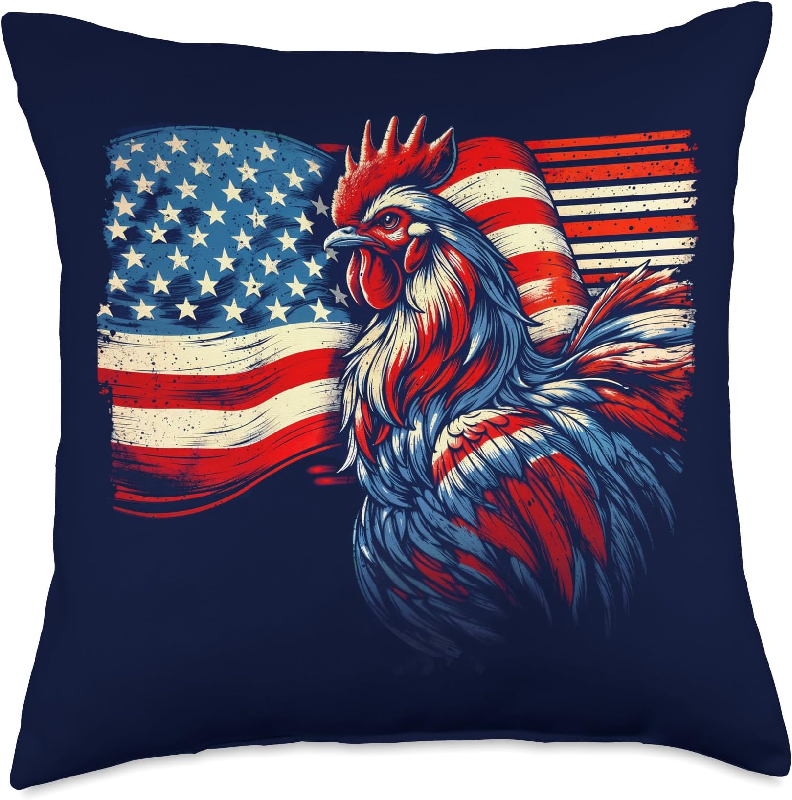 Chicken 4th Of July Flag American Patriot USA Farm Chicken Throw Pillow