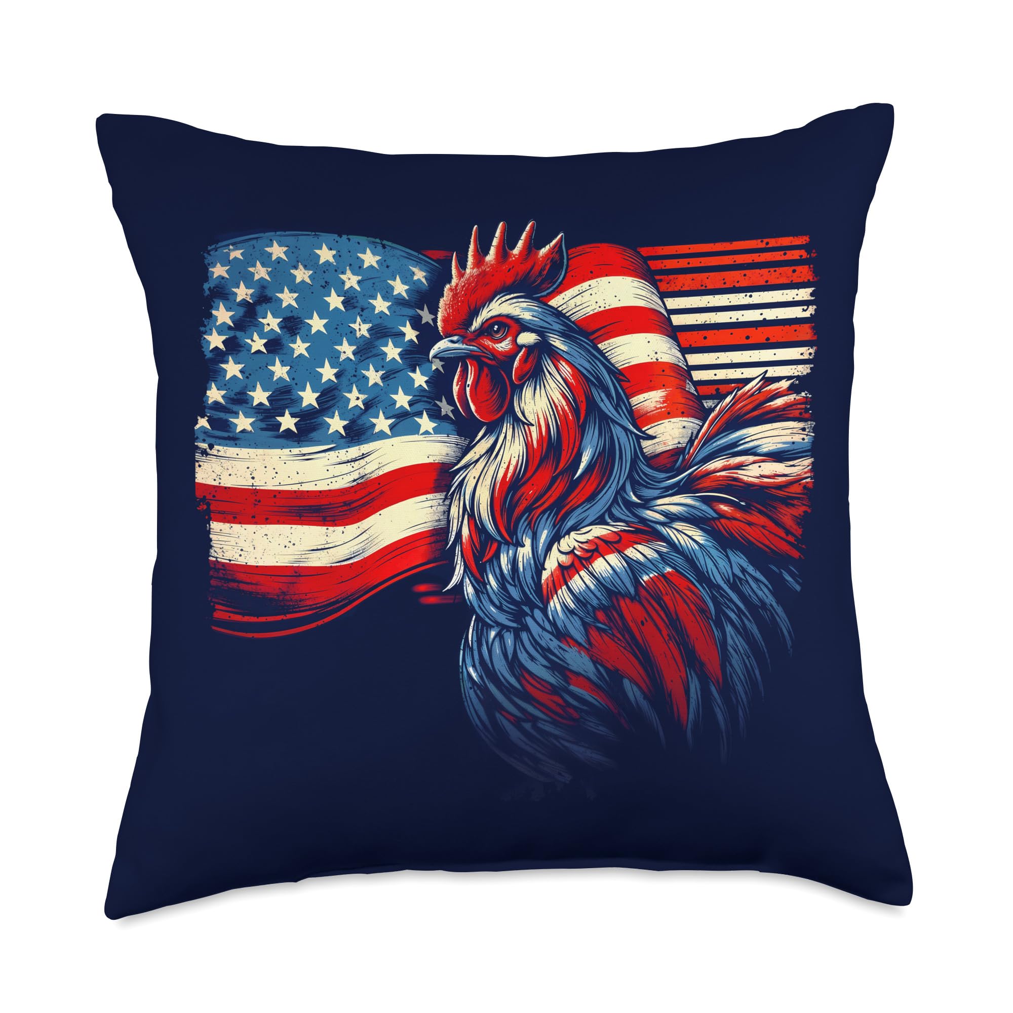 Chicken 4th Of July Flag American Patriot USA Farm Chicken Throw Pillow