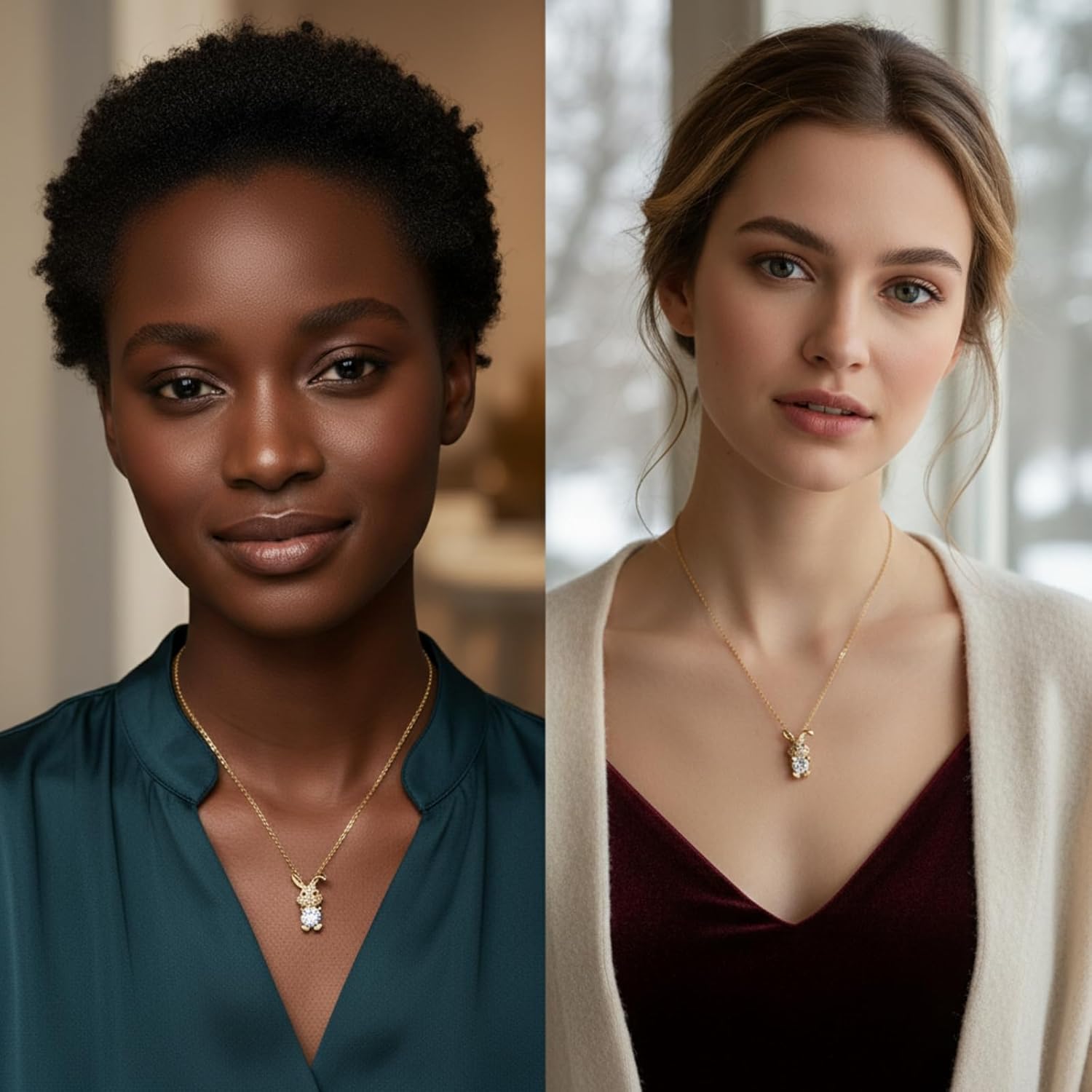 Easter Rabbit Jewelry Pendant Necklace,Bunny Necklace for Women,Easter Birthday Gifts - Image 4