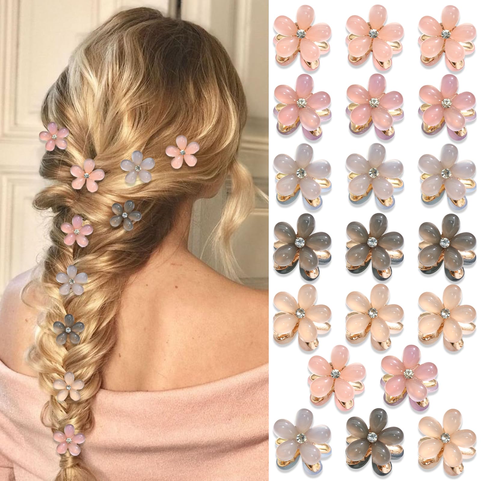 Piccolo fiore di cristallo clip per capelli mini molla artiglio clip