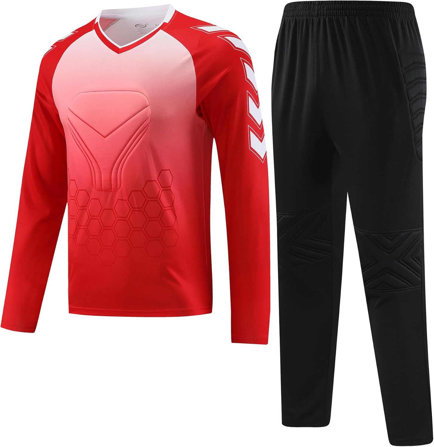 Hiheart Boys Goalkeeper Soccer Jersey and Pants Set Padded Long Sleeve Goalie Shirt