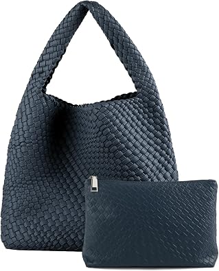Woven Tote Bag For Women,Vegan Leather Hand Woven Handbags And Purse,Shoulder Bag Top-Handle Bag All-Match Underarm Bag