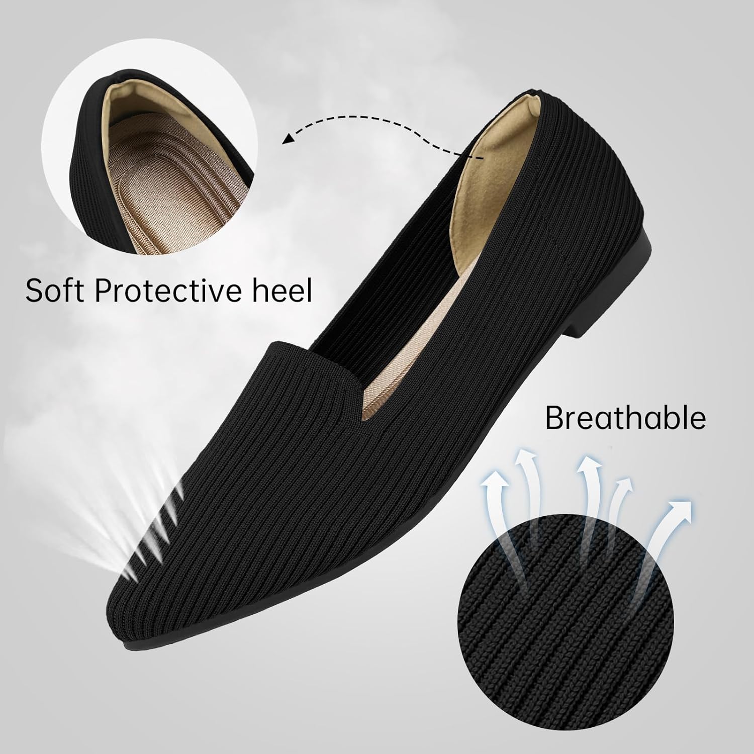 Women's Flats Shoes Pointed Toe Knit Washable Ballet Comfortable Dressy Work Flat - Image 5