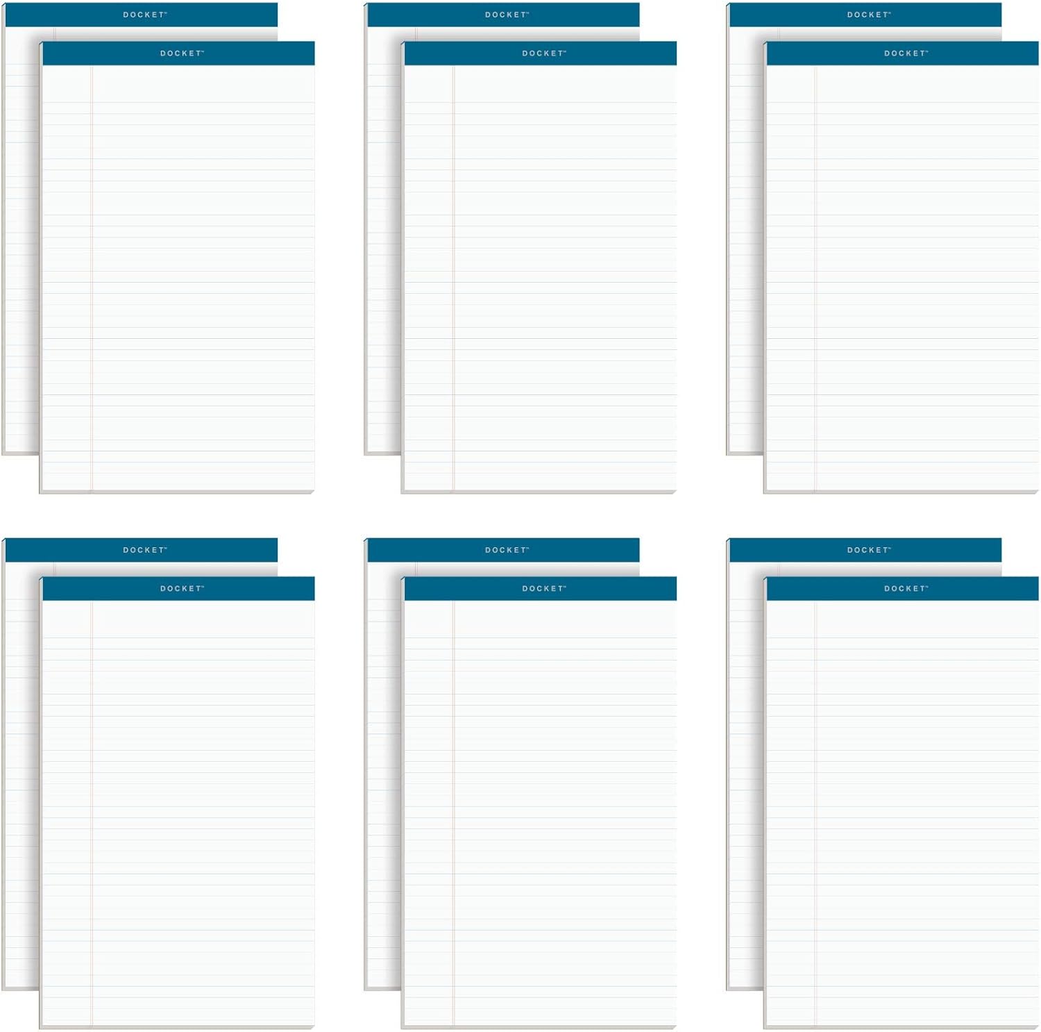 TOPS Docket Writing Pads, 8-1/2" x 14", Legal Rule, White Paper, 50 Sheets, 12 Pack (63590)