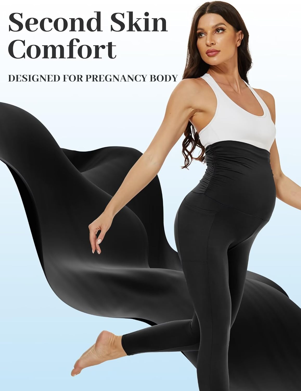 Fotociti 2/3/4 Pack Maternity Leggings With Pockets Over The Belly,Womens Pregnancy Workout Yoga Active Soft Tights Pants - Image 4