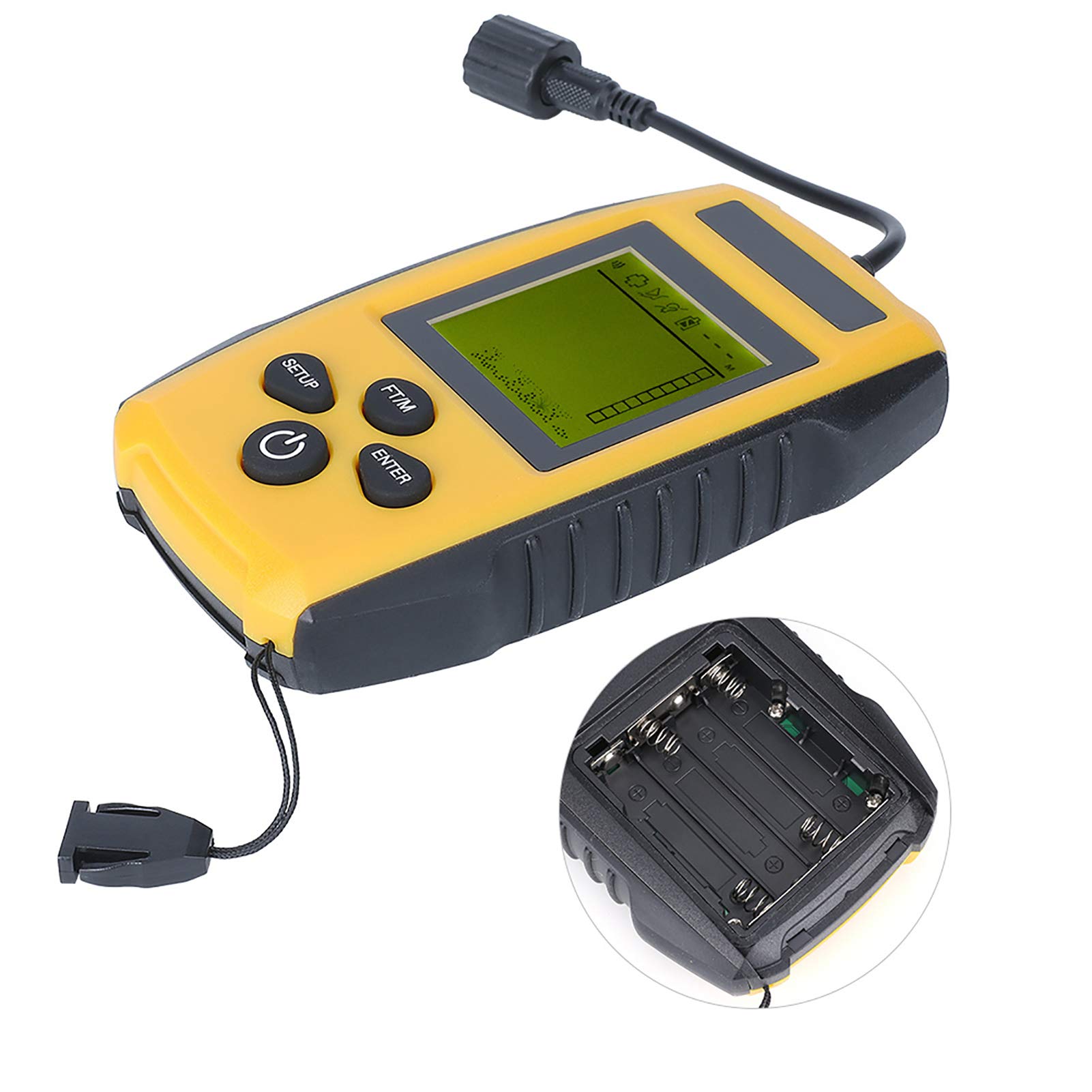 Sondeur de Pêche Portable Écran Sonar 200kHz Détecteur GPS Poissons Affichage Structure sous Marine (Mode Économie Batterie)