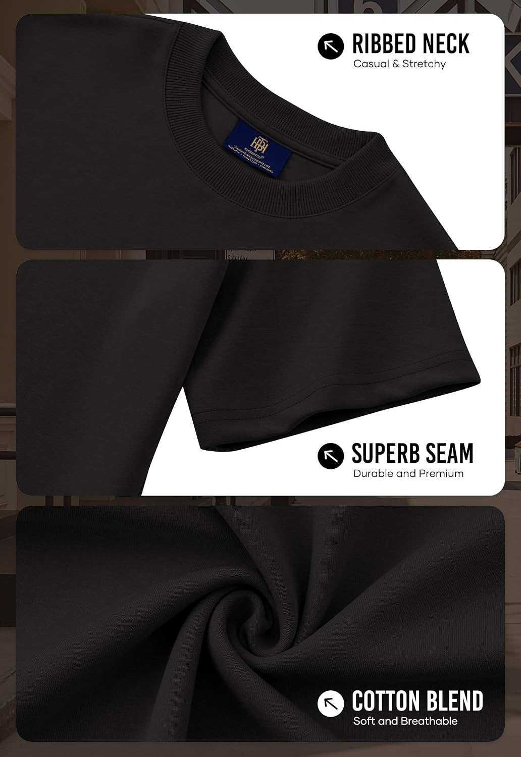 Mens Oversized T-Shirts Heavyweight Cotton Stretch Fashion Thick Tee Tops (S-3XL)