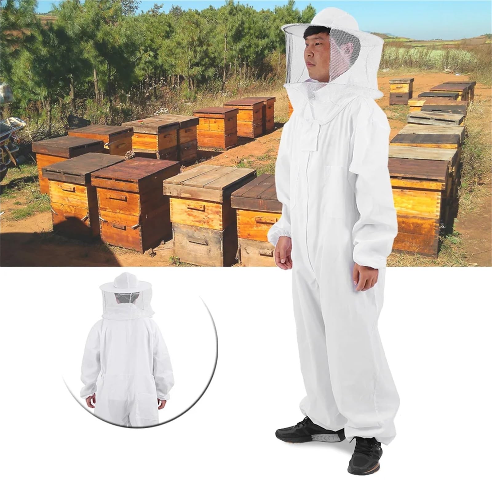 Traje De Abeja Traje de protección for apicultor, traje profesional transpirable de cuerpo entero, equipo de protección for apicultura.(XXL)