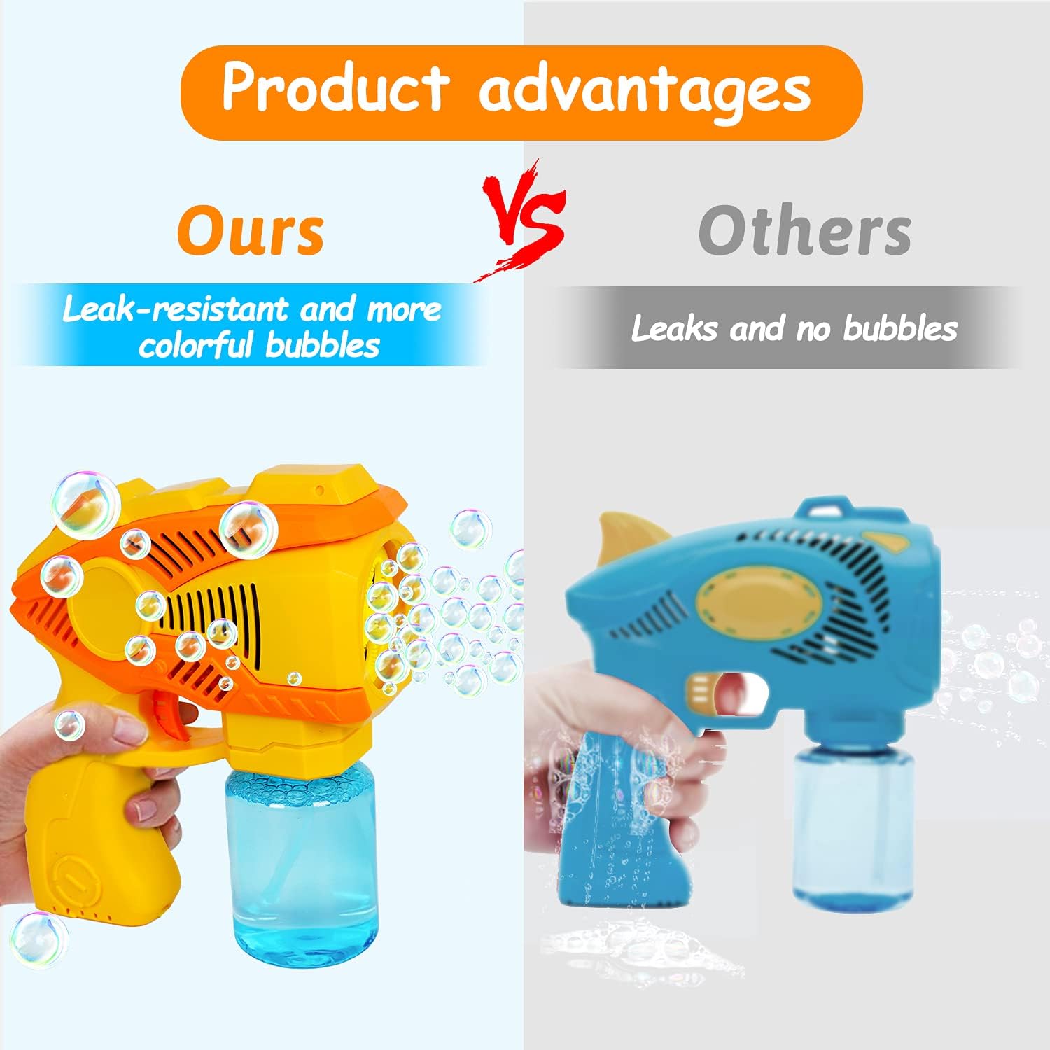2 Pack Rich Bubble Guns Bubble Machine Blaster with Music, 2 Mode Outdoor Easter Toys Bubble Blower Maker with 4 Refill Solution, Kids Toddler Summer Toys Easter Party Favor Birthday Gifts Boy Girl