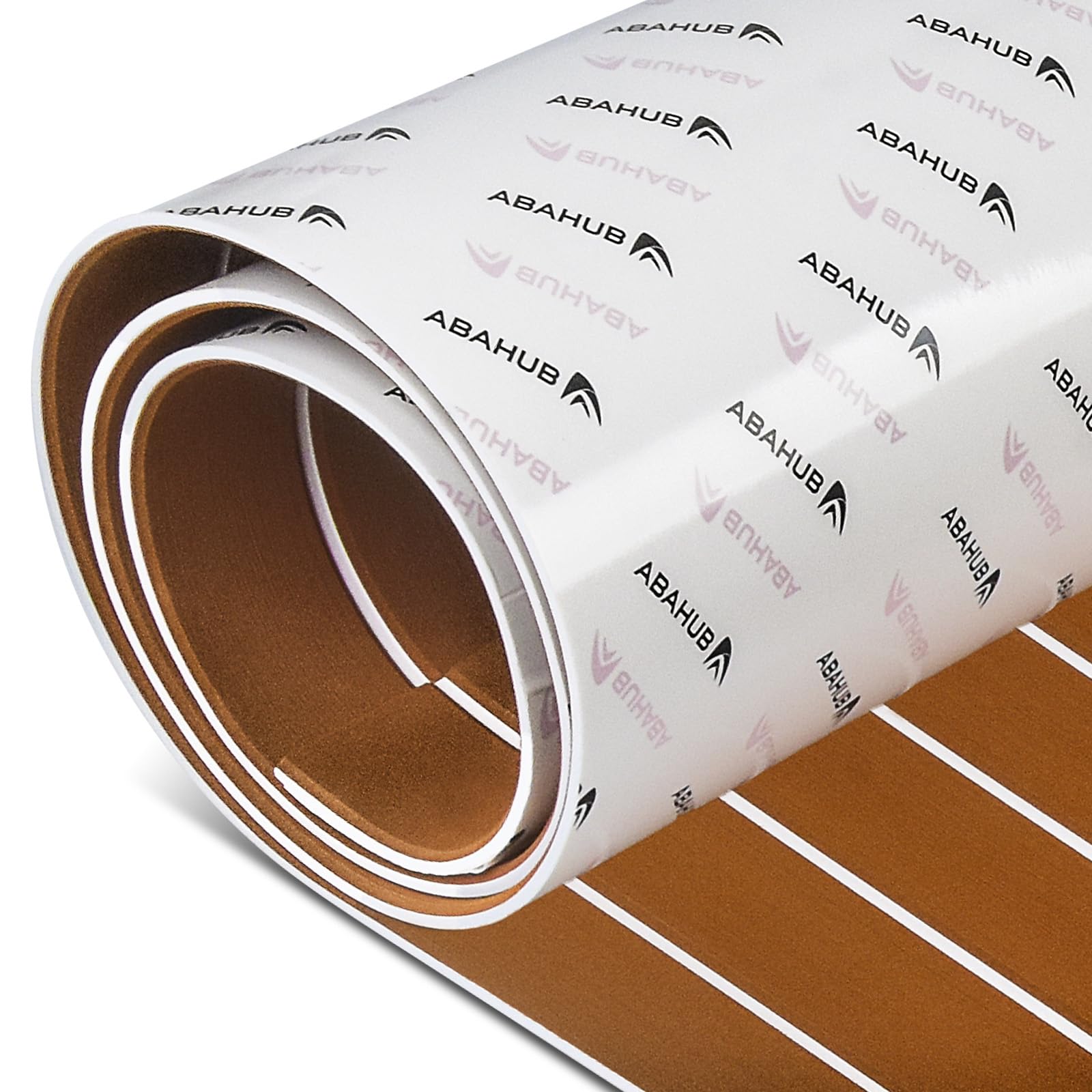 Abahub EVA Foam Boat Decking 96''x36'' Self-Adhesive Faux Teak Marine Flooring Sheet Traction Pad for Boats Surfboard, Brown with White Seam Lines โ image 1