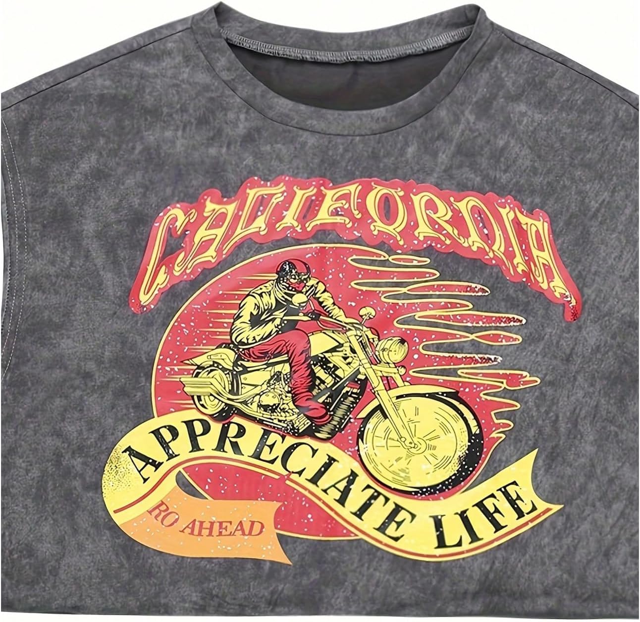 WDIRARA Women's Graphic Print Cap Sleeve Crew Neck Crop Tee Top Sleeveless Casual T Shirt - Image 2