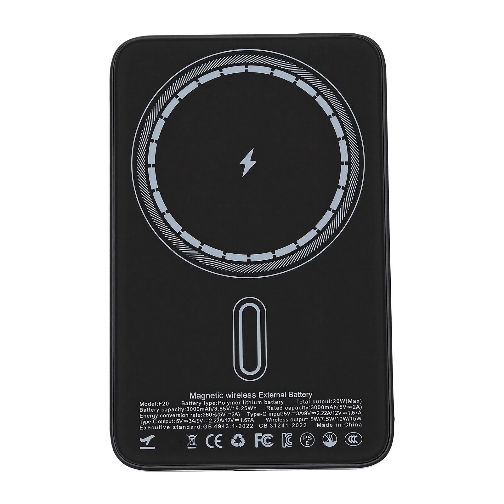 Denash Batterie Externe Magnétique sans Fil 5000mAh, Aimant Puissant 15N,