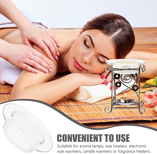 Miniatura 4 de SHERCHPRY Plato redondo de cera cuenco de cera de vidrio, lámpara de aroma, plato de vidrio fundido de cera de aroma, plato calentador de aceite de