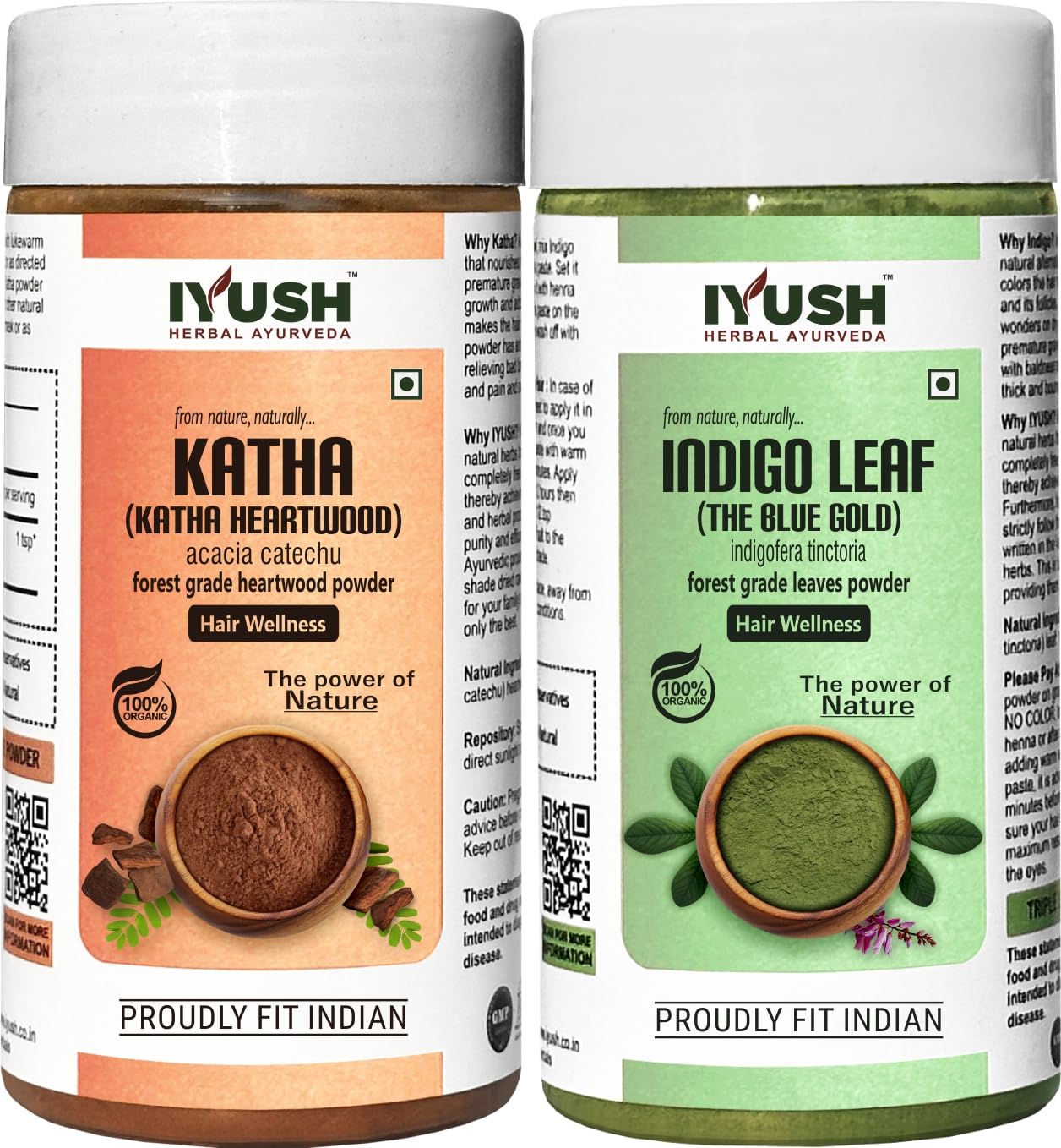 Buy IYUSH Herbal Ayurveda Indigo Powder and Katha Powder for Hair