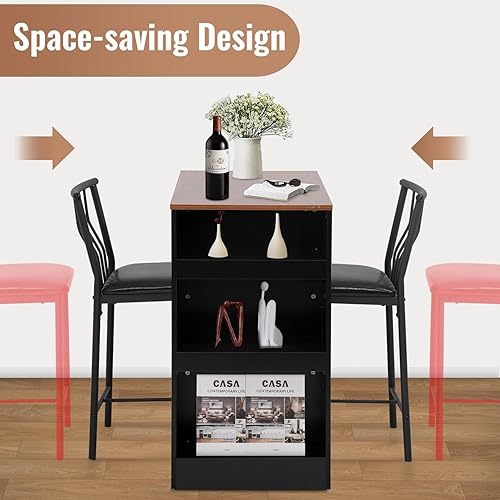 Miniatura 5 de PayLessHere Moderno juego de mesa de comedor para 2 personas, juego de mesa rectangular y sillas para espacios pequeños, muebles de bar en el hogar