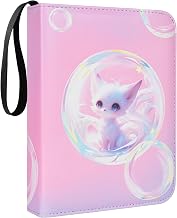 Card Binder, Collectible Card Holder, Capacity of 50 Pages 400 Cards, Book Storage Cards, Game Card Pocket, Book Holder, Waterproof Card Album with Zip, Pink