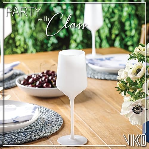 Miniatura 4 de Vikko Décor - Copas de vino blanco mate, vaso fino soplado a mano, tallo alto y elegante, apto para lavavajillas, taza de 11 onzas, juego de 6