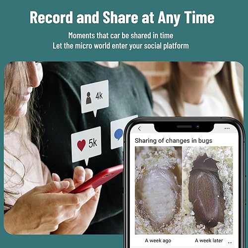 Miniatura 9 de Microscopios de bolsillo para teléfono, zoom 200X clip en microscopios lupa con lente CPL y luz LED, lente microscópica portátil para Huawei para