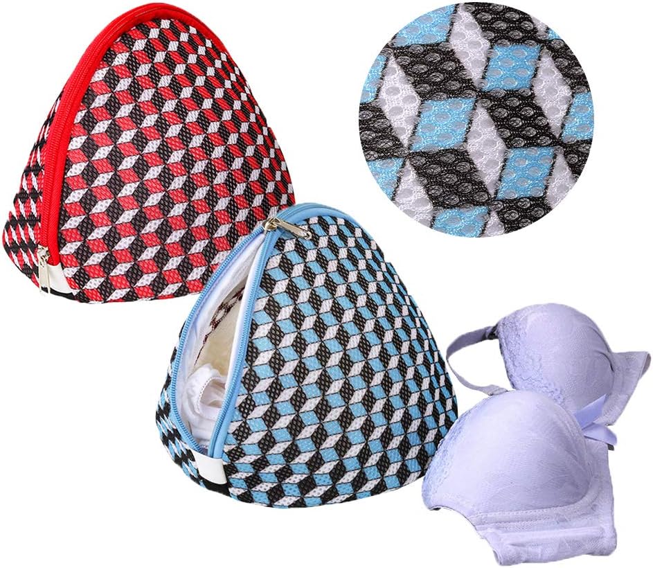 Dalykate Large Bra Laundry Bags, Mesh Big Bra Washer Protector with Premium Zipper, Delicate Bra Washing Bags for Lingerie, Socks, Panty, Underwear and Delicates Set of 2 for Women(Random Match Color) (Blue+Red)
