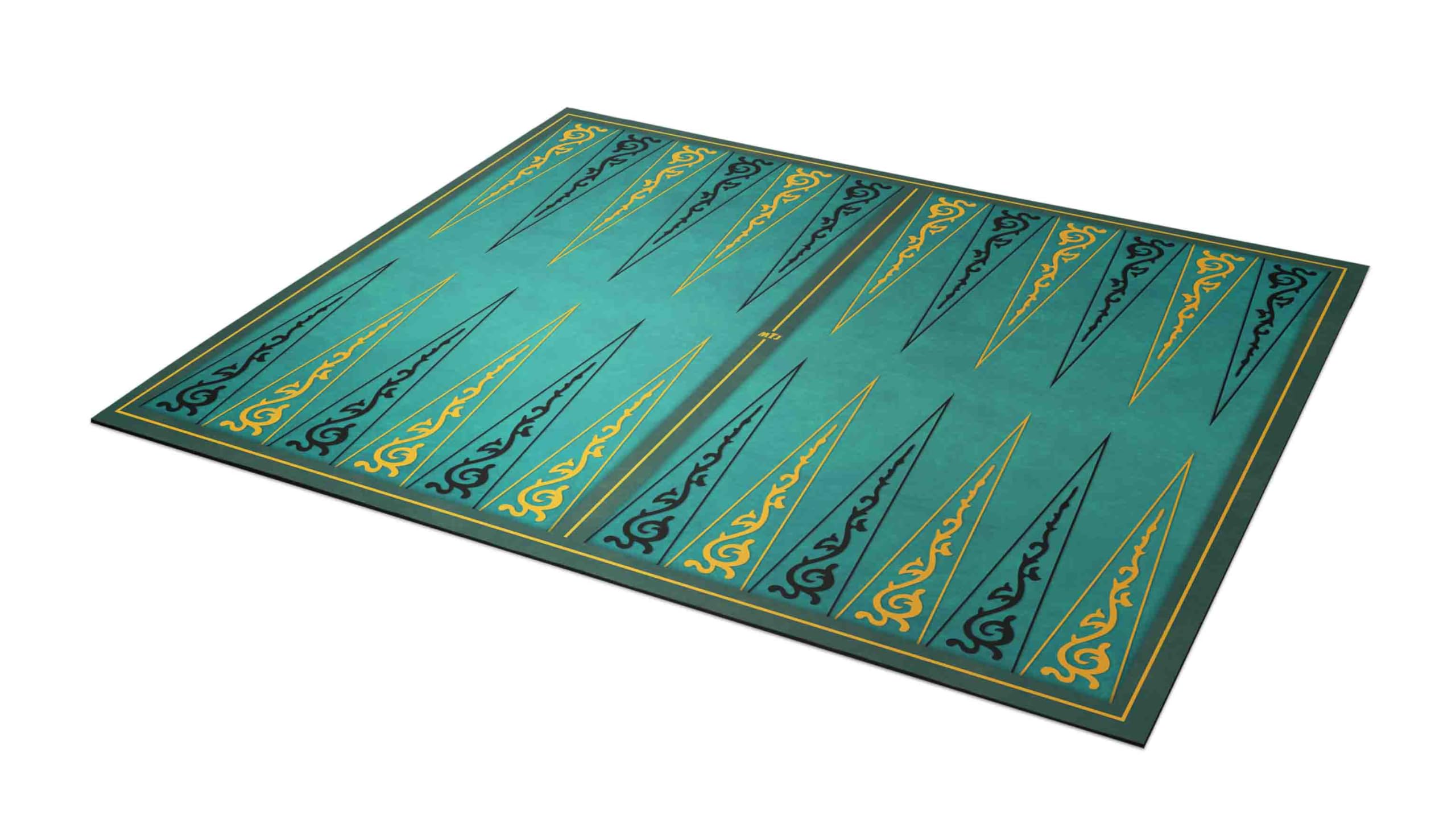 MTJ® Tapis Plateau de Backgammon Arabesques 65 x 48cm - Jersey néoprène - Fabriqué en France (Vert)