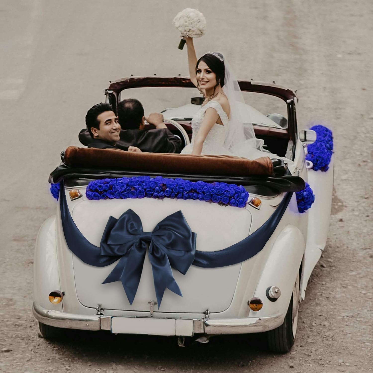 VATIN 8 Inch x 22 Yards Wide Royal Blue Satin Solid Ribbon for Grand Opening & Wedding Decoration Kit