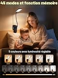 Lampe de Lecture,9 Niveaux de Luminosité+5 Couleur Lampe de Bureau Sans Fil - 2