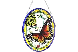 Monarch Butterfly Stained Glass Window Hanging for Home Décor