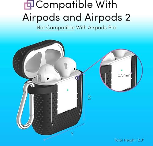 Vista 4 de TalkWorks - Carcasa rígida para AirPods (cierre de clip, compatible con Apple AirPods Series 1 y 2), color negro